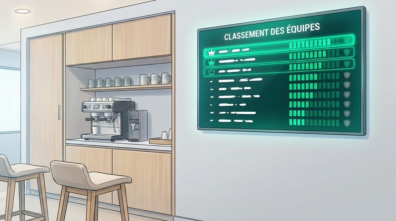 Un classement inter-équipes sur un écran mural